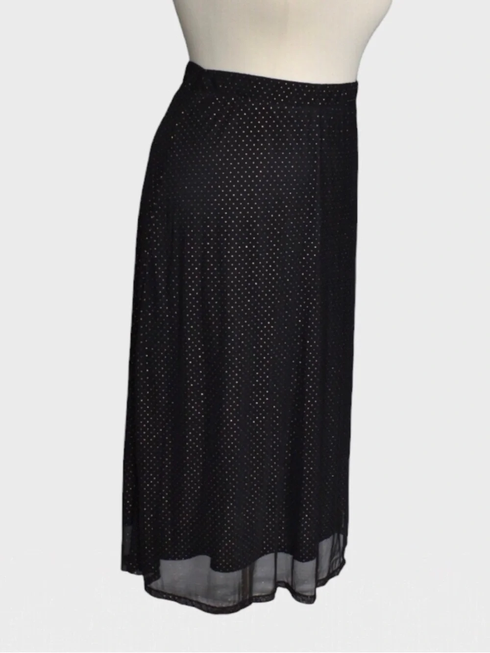 C Est‎ 1946 Shimmery Polka Dot Sheer Overlay Maxi Skirt